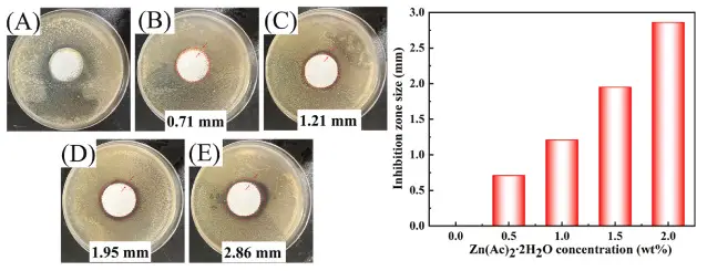 静电纺丝生产设备微迈科技-Zn(Ac)2·2H20浓度对金黄色葡萄球菌抗菌性能的影响5